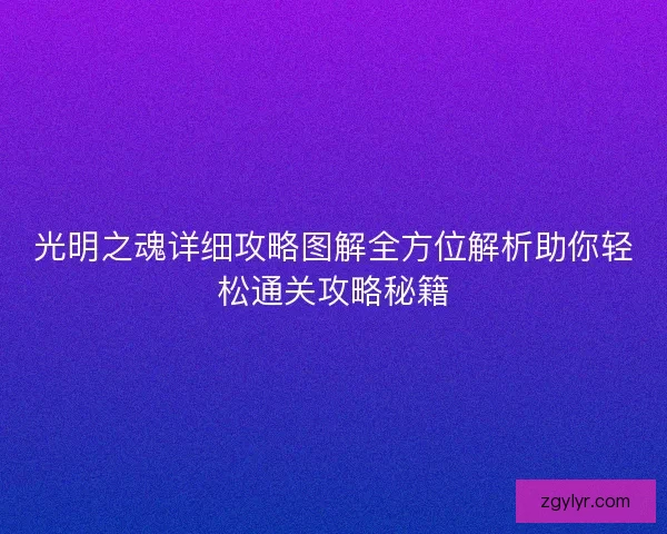 光明之魂详细攻略图解全方位解析助你轻松通关攻略秘籍