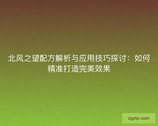 北风之望配方解析与应用技巧探讨：如何精准打造完美效果