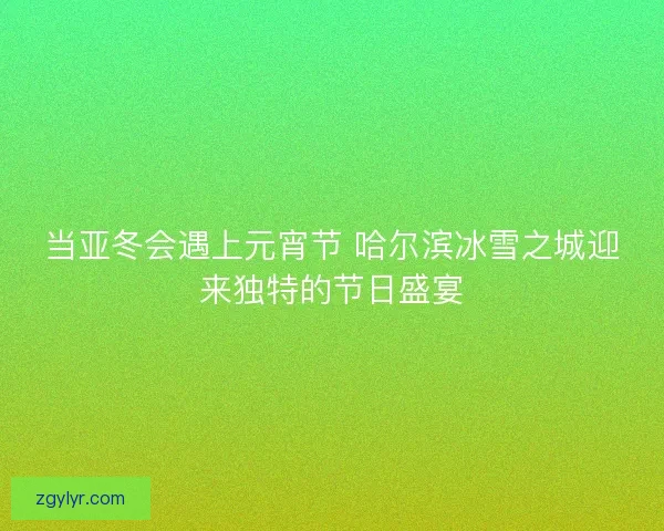 当亚冬会遇上元宵节 哈尔滨冰雪之城迎来独特的节日盛宴