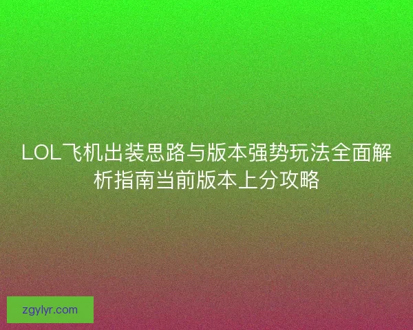 LOL飞机出装思路与版本强势玩法全面解析指南当前版本上分攻略 LOL飞机出装思路与版本强势玩法全面解析指南当前版本上分攻略